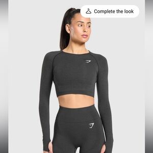 Gymshark Charcoal Gray Long Sleeve Crop Top